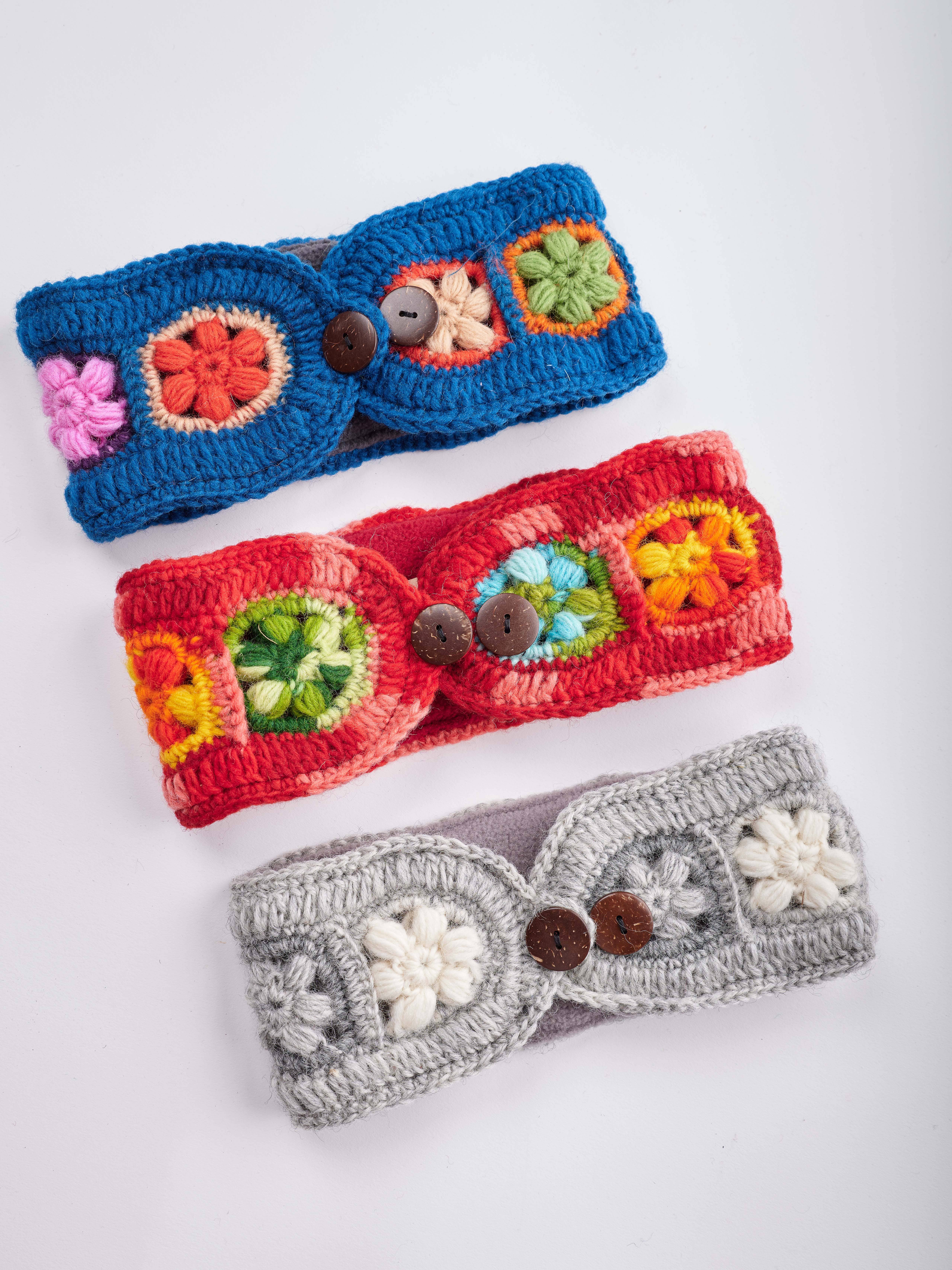 Windhorse Trading Inc – wholesale Mössa - Dam – Virkad Boho mössa & handvärmare & pannband. 601 familj4