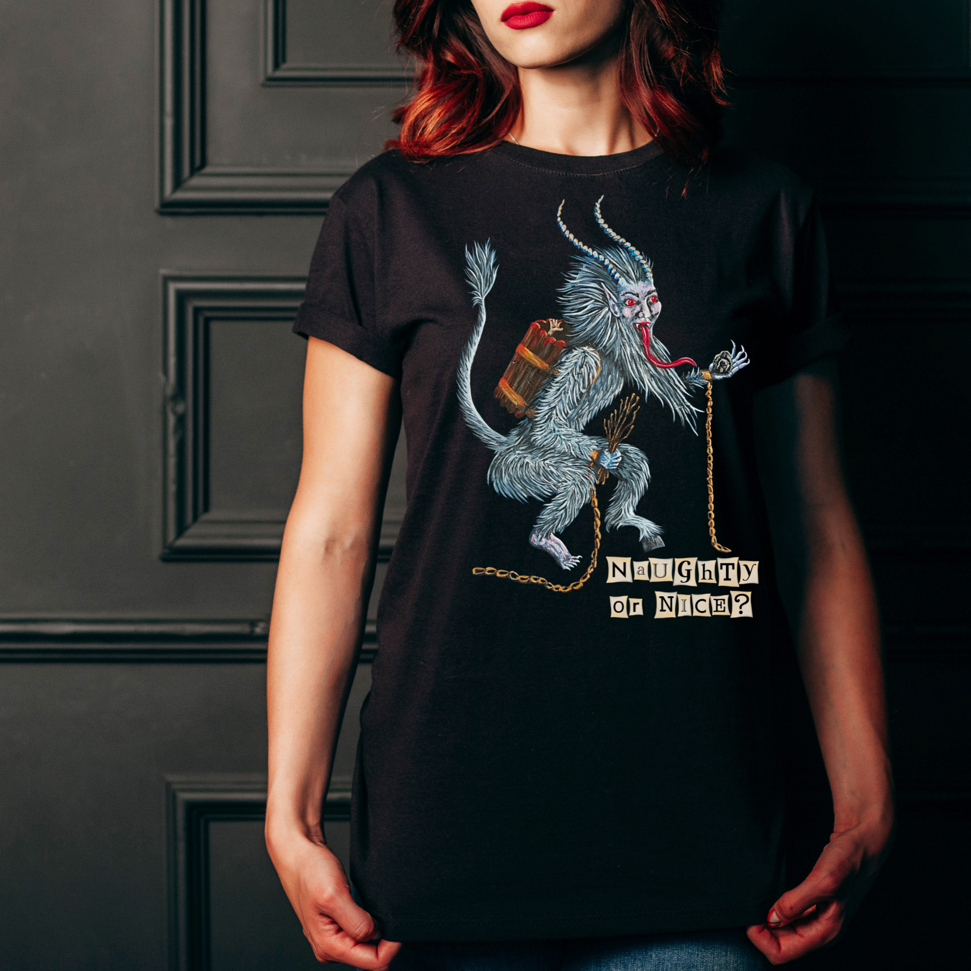 Hannah Kate Makes - Wholesale T-Shirt (Graphic) - Unisex - Krampus T-shirt - Black - 100% Cotton - Regular/Fitted Tee2