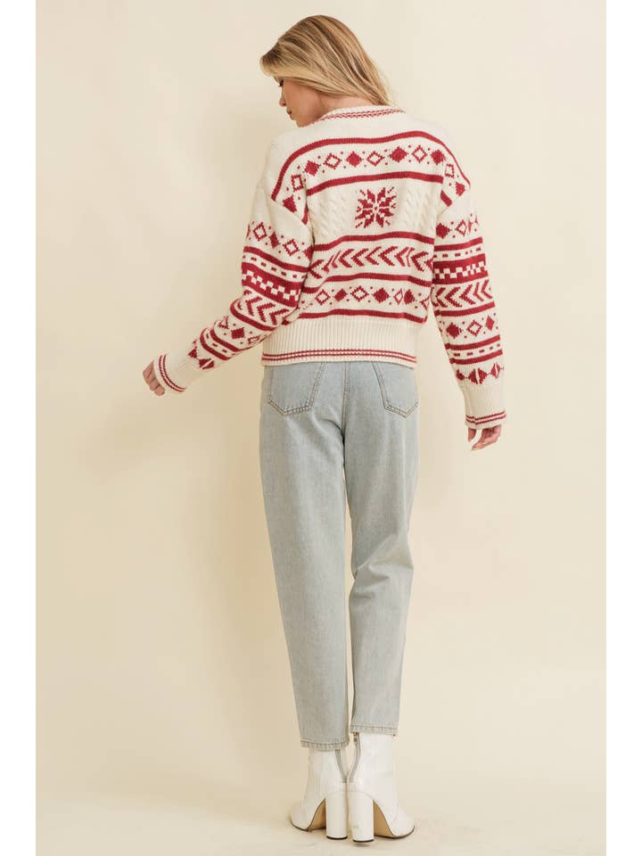 CREAM CSW13359K - HOLIDAY BUTTON UP SWEATER for wholesale on Faire