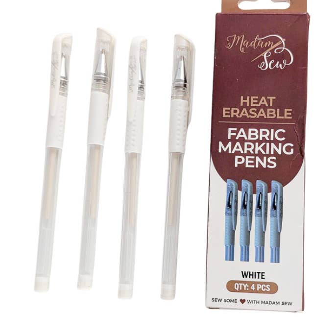 Madam Sew White Heat Erasable Fabric Marking Pens – 4 Pack for wholesale by Madam Sew