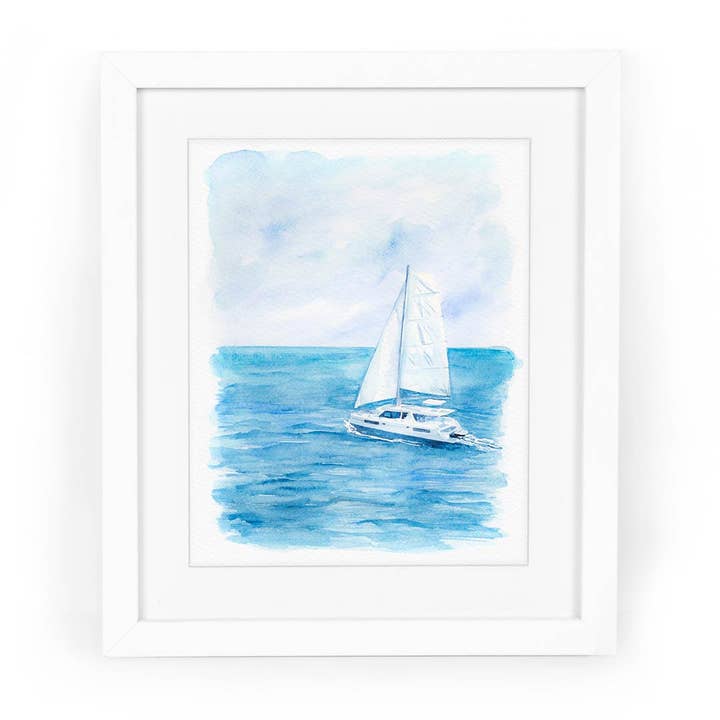 Catamaran Watercolor Fine Art Giclee Print for wholesale by CharmCat