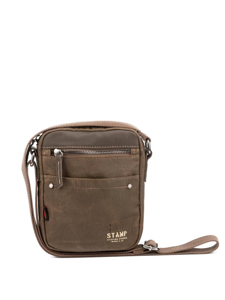 Borsa a tracolla da uomo STAMP ST1822, tela cerata, colore tortora per la vendita all'ingrosso da parte di Stamp