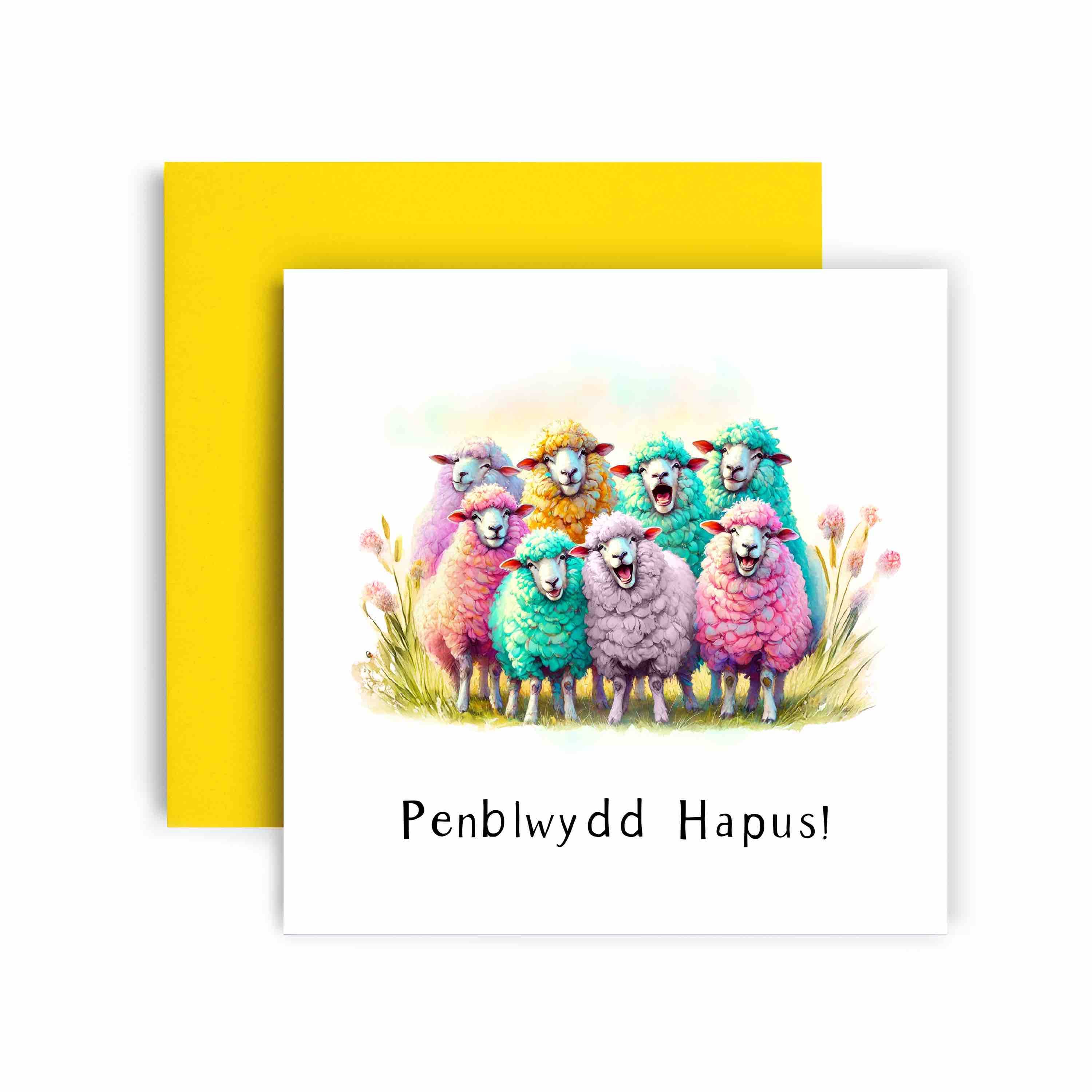 Huxters – wholesale Birthday card – Penblwydd Hapus Defaid Happy Birthday Sheep Welsh Card0