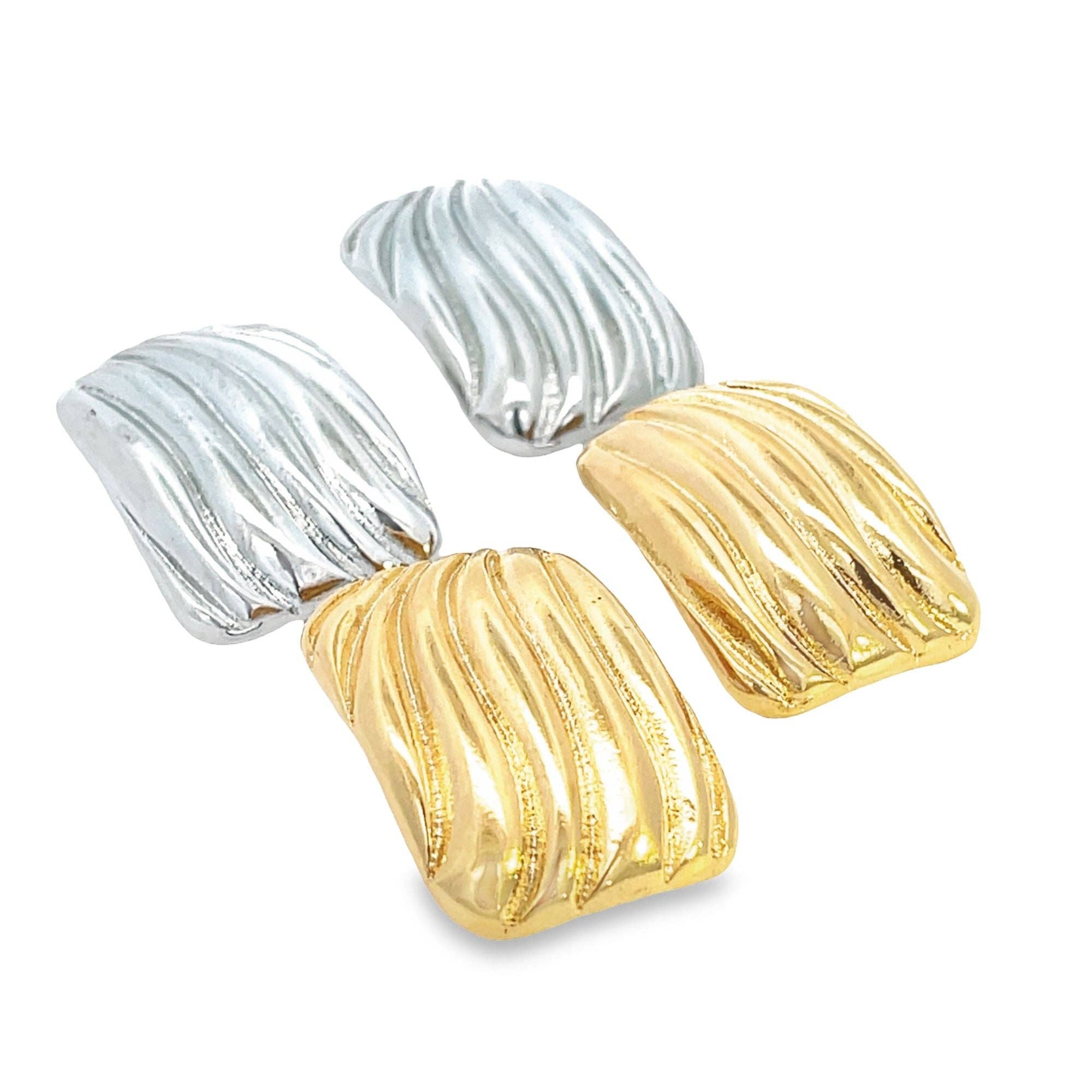 MIA Jewelry - Wholesale Stud/Post Earrings - Rectangle Wavy Textured Stud Earrings (L459)2