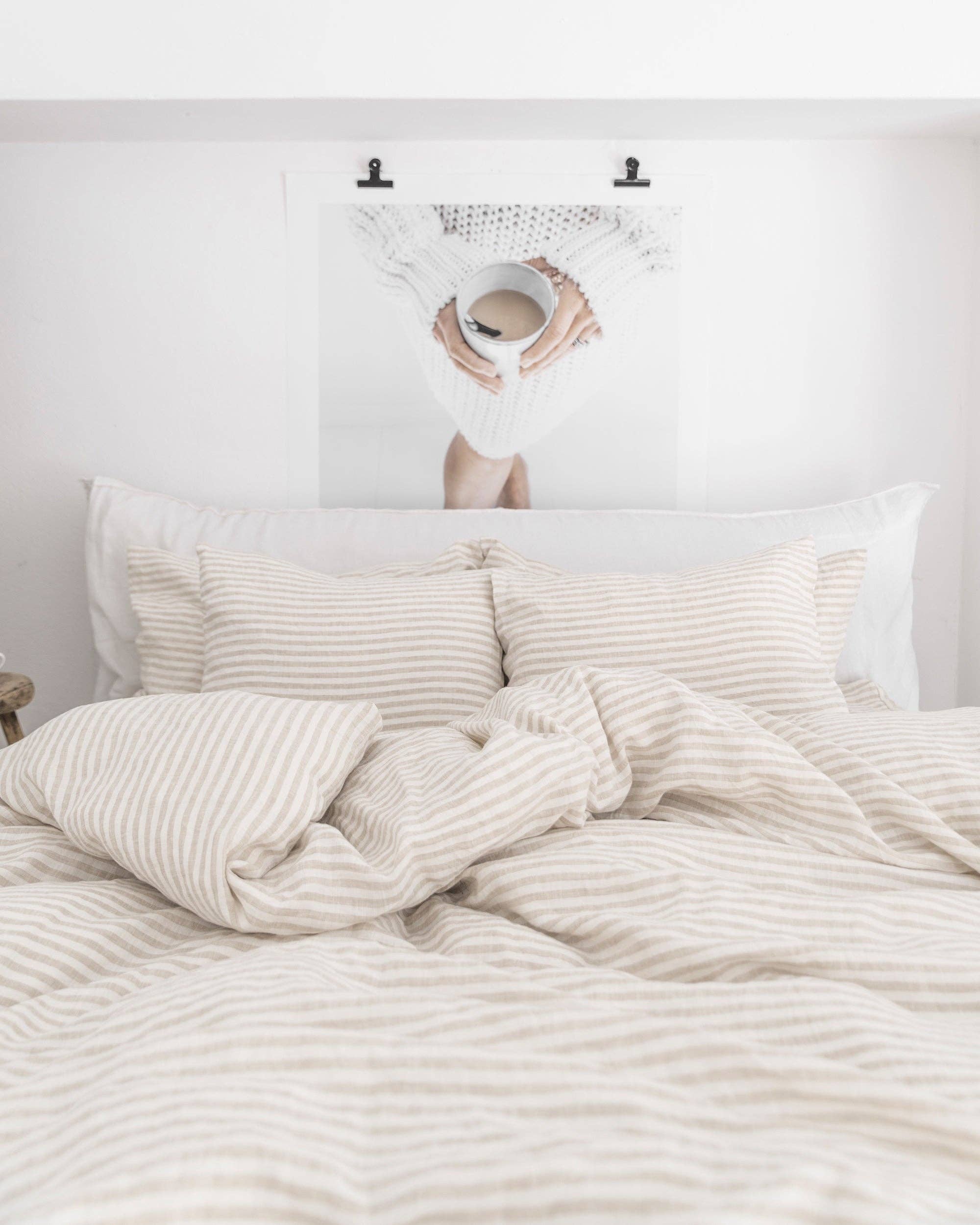 MagicLinen (We handle U.S. import procedures for you) – wholesale Fitted sheets – Striped in natural fitted sheet1