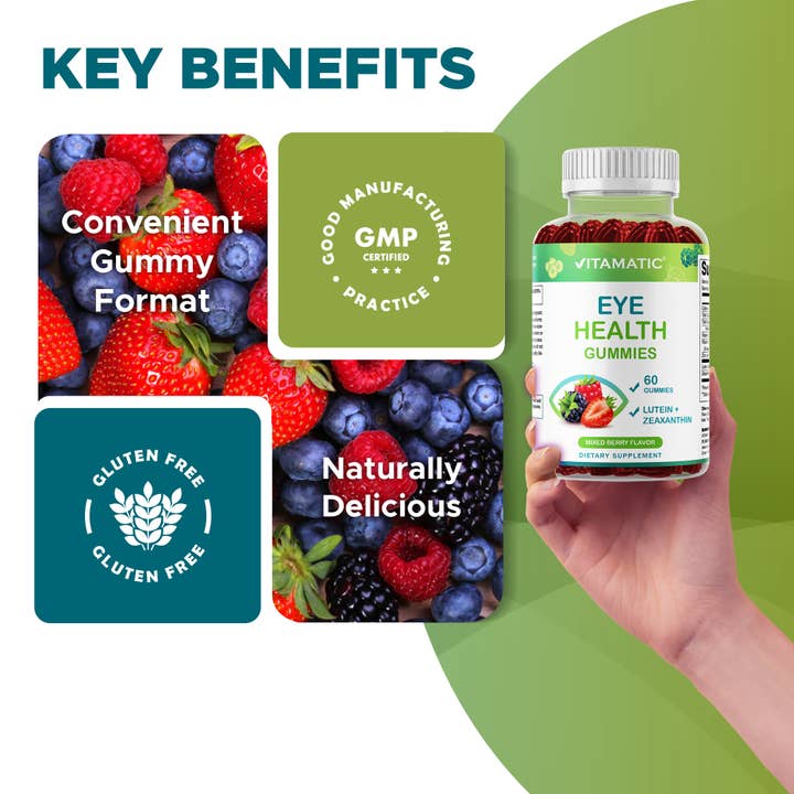 Vitamatic - Wholesale Oral supplement/vitamin - Vitamatic Eye Health Gummies Mixed Berry Flavor-60 Gummies 4