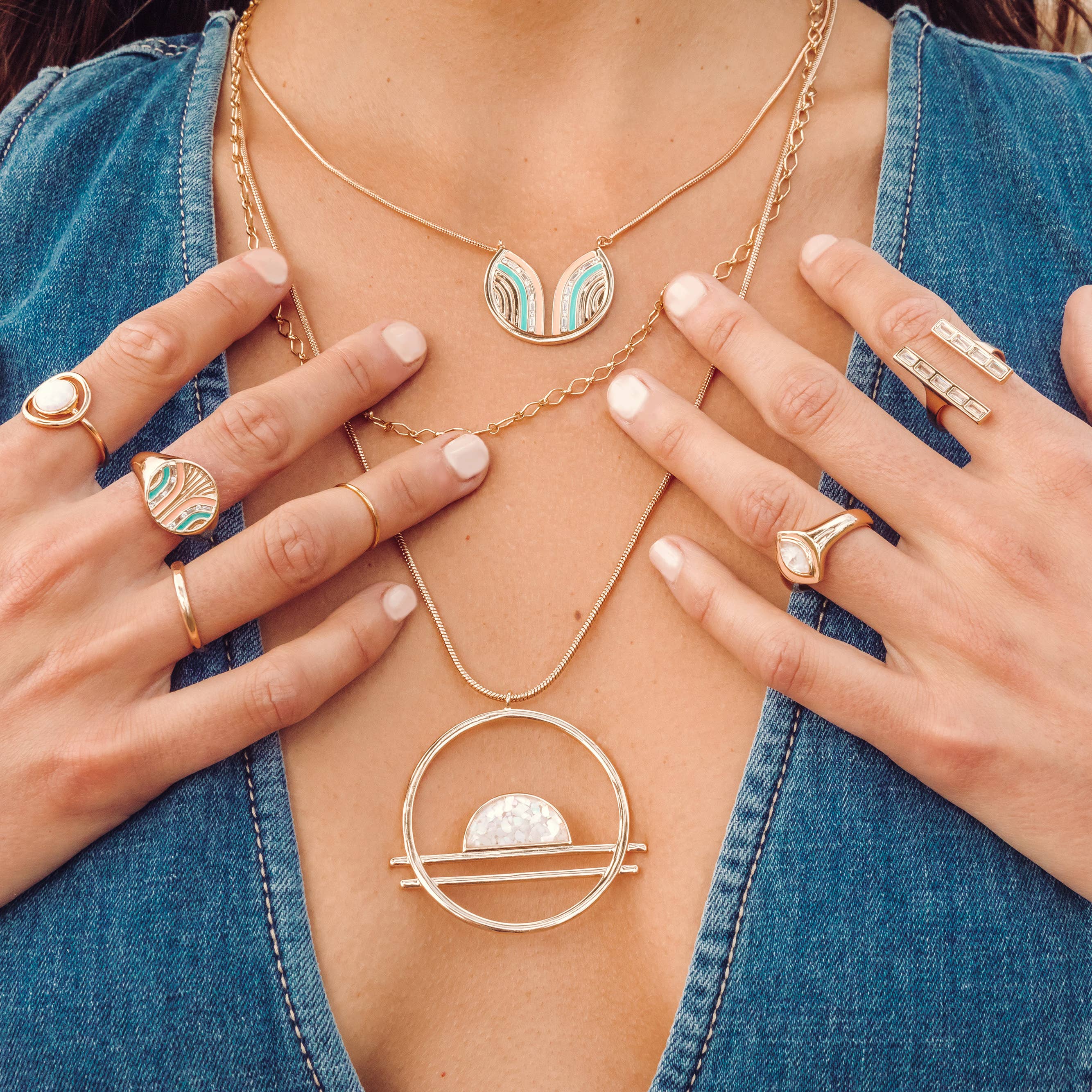 Glamrocks Jewelry - Wholesale Signet Ring - Marquise Signet Ring- Gold- Mother of Pearl1