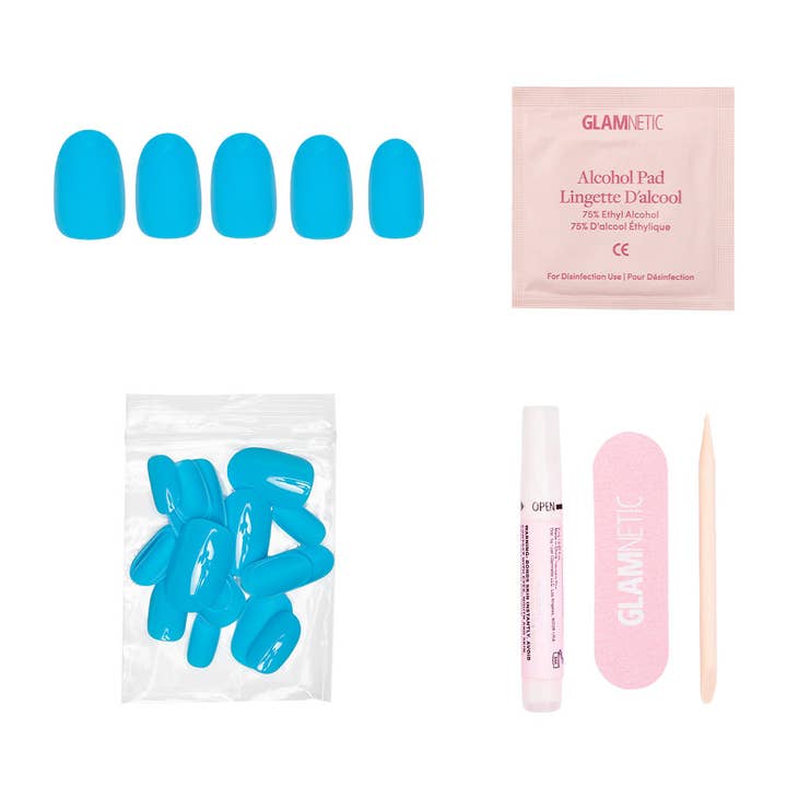 Glamnetic - Wholesale Press-On/Fake Nails - Azure Blue Press-On Nails | Short Round Length | Solid Nails