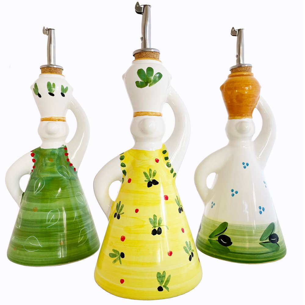 Abbiamo Tutto - Vente Distributeur d'huile et de vinaigre - Lot de 3 bouteilles d'huile Le Donne peintes à la main2