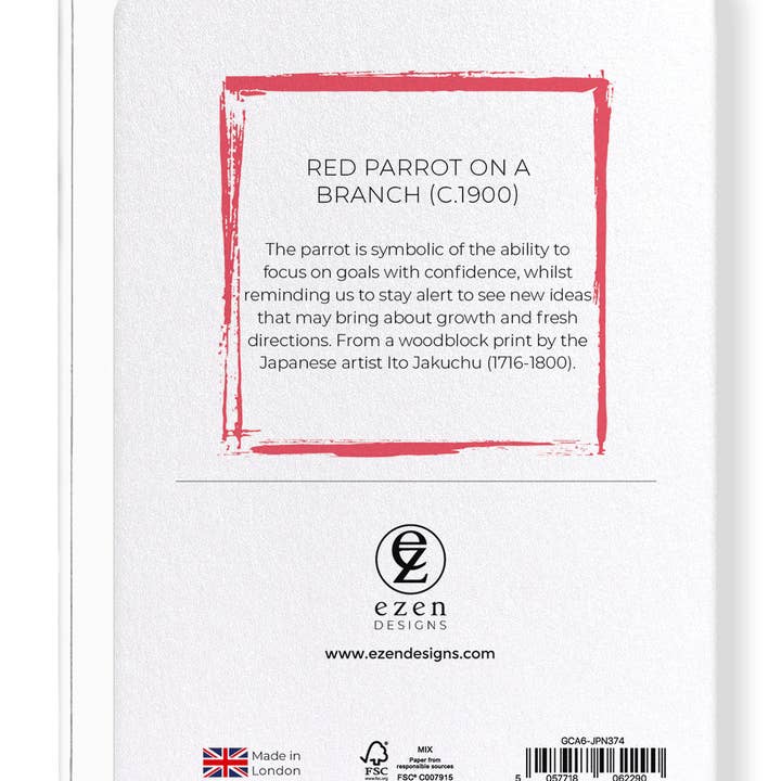 Ezen Trade - Vente Carte de vœux classique - PERROQUET ROUGE SUR UNE BRANCHE (vers 1900) : carte de vœux japonaise1