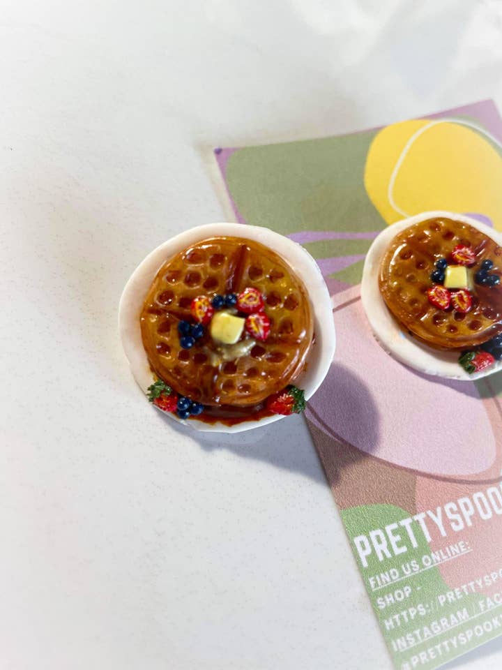 Polymer Clay Pin - Waffle Dreams // Breakfast // Food for wholesale by PrettySpookyDesigns