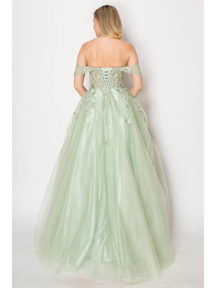 Chicas - Wholesale Dress – Women's - Off the Shoulder Dress With Butterflies C3504