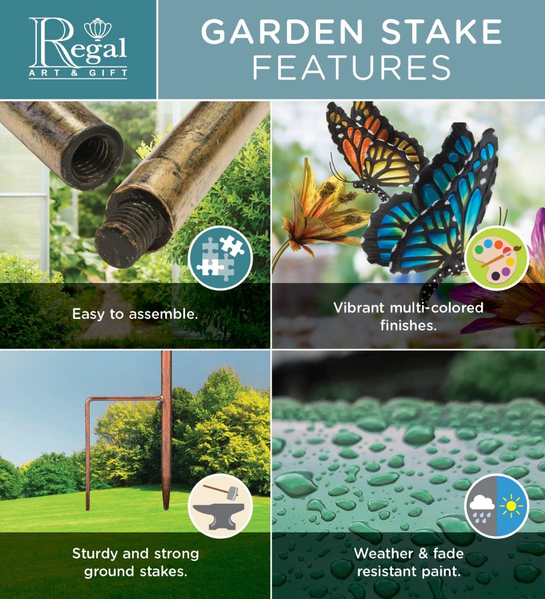 Regal Art & Gift - Wholesale Garden/Lawn Stake - Butterfly Stake 46" - Blue Morpho4