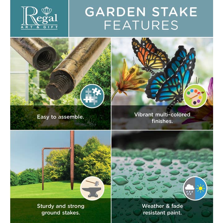 Regal Art & Gift - Wholesale Garden/Lawn Stake - Butterfly Stake 46" - Blue Morpho4