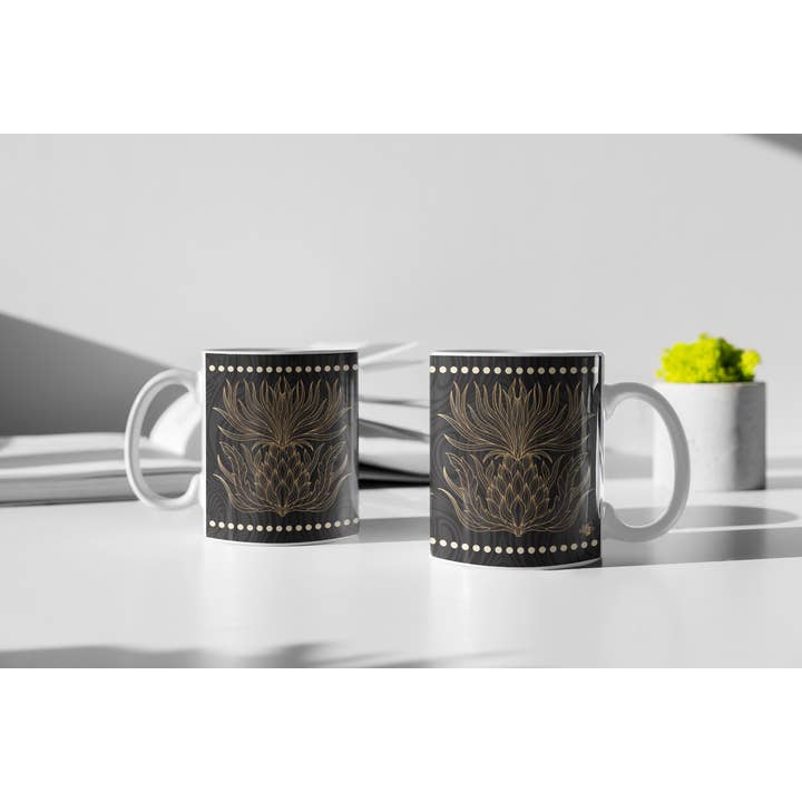 Jugendstil-Tasse mit Golddistel für den Großhandel von Brave Scottish Gifts