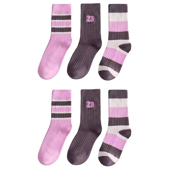 Ivedin - Wholesale Socks - Women's - High Cotton Lilac Sports Socks Packs for Women4