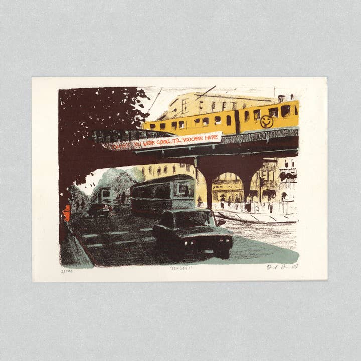 Stampa Ponte Treno Giallo Berlino Vintage Street Cars Tram per la vendita all'ingrosso da parte di Haskett Prints