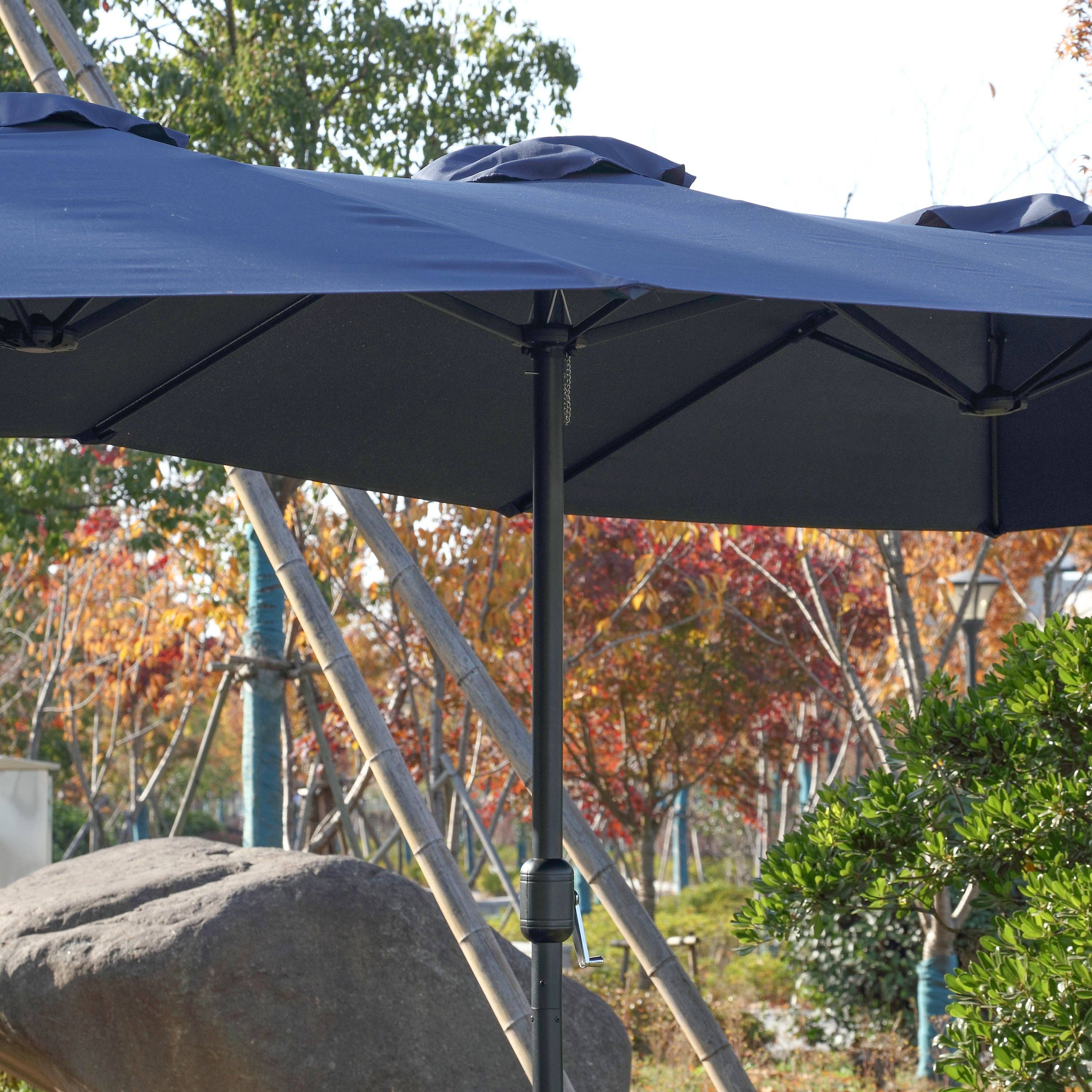 39F Inc. - Wholesale Patio Umbrella - 14.8ft Double-Sided Outdoor Umbrella with Crank – Navy Blue9