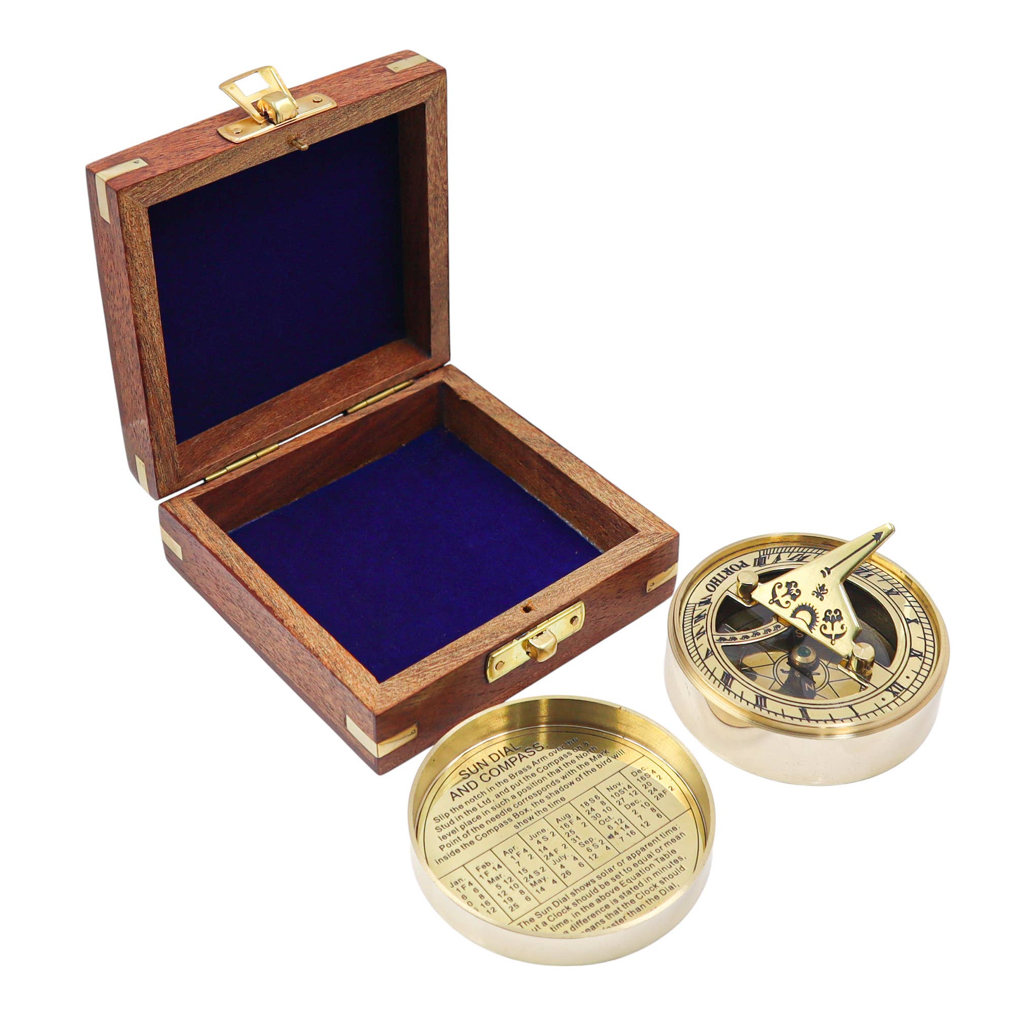 Dollond & Co. – wholesale Navigational compass – Personalised Signature Sundial Compass with Wood Box4