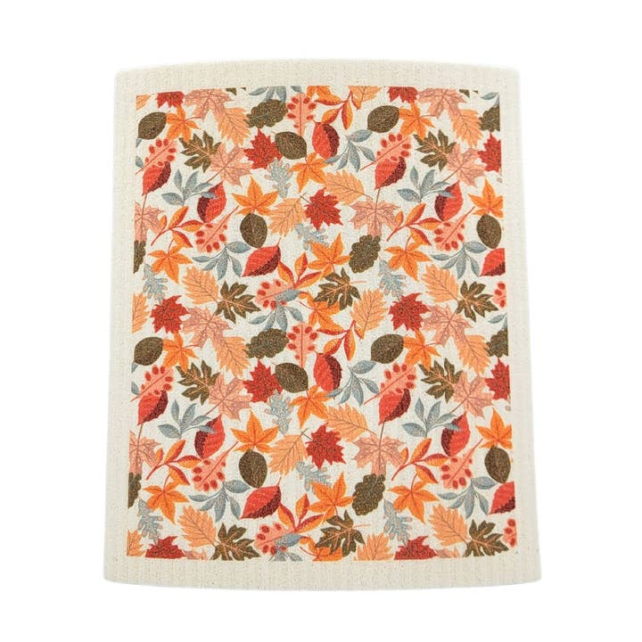 Fall Leaf Pattern Swedish Dishcloth - Fall Decor for wholesale by Driftless Studios