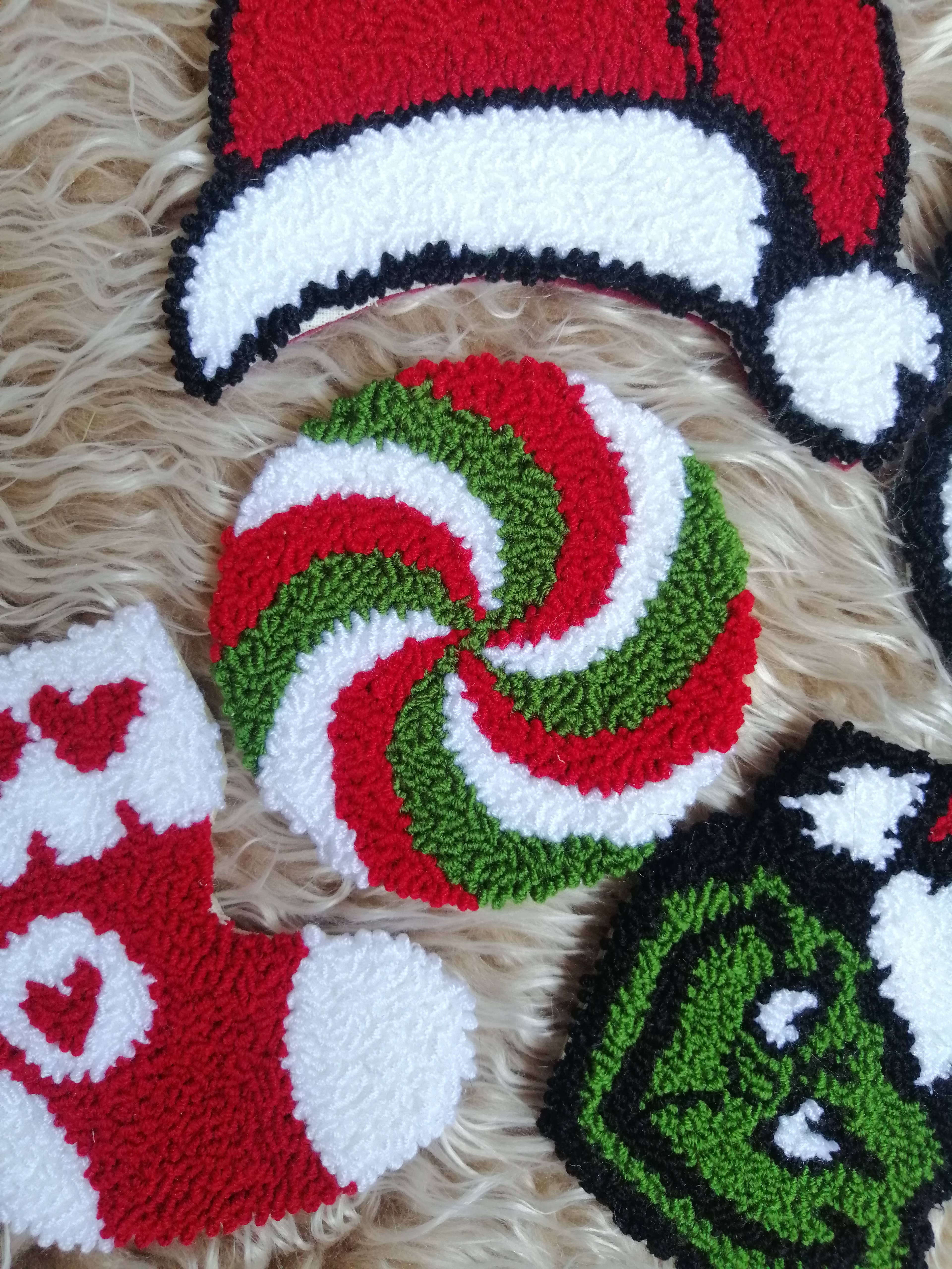 despinacrafting - Wholesale Coasters - Christmas Punch Needle Coasters, Tufted Mug Rug17