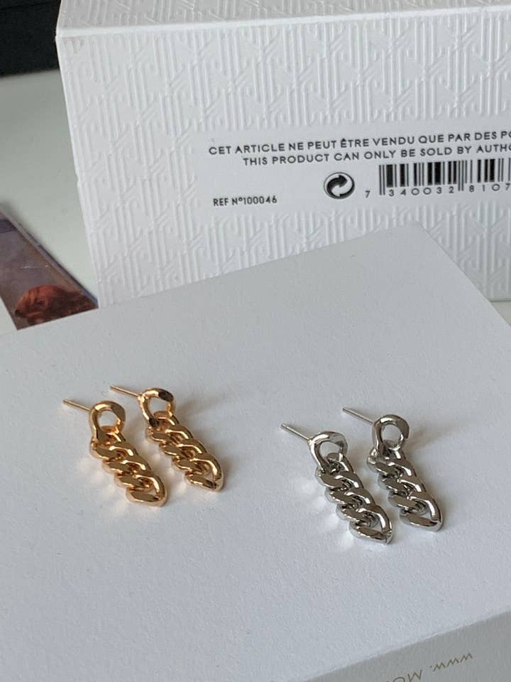 Adah Earring | Simple Cuban Curb Chain Drop Stud for wholesale by MOND HAUS