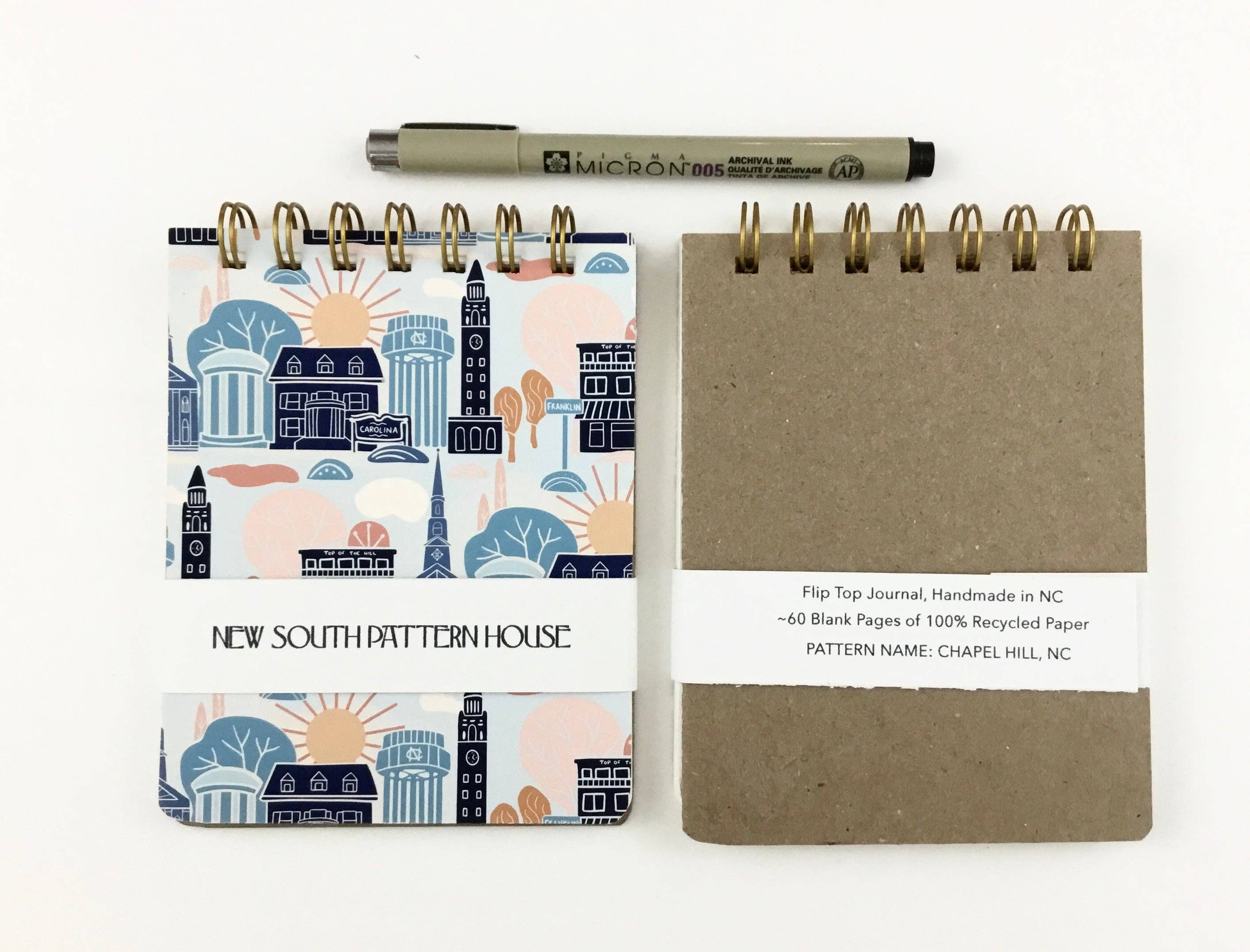 New South Pattern House - Wholesale Journal/Diary - Handmade A2 sized mini journal- Chapel Hill, NC