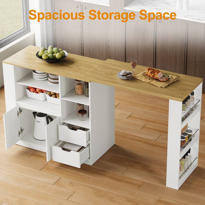 Heynemo - Wholesale Kitchen Storage/Organizer - Kitchen Island with Storage, Extendable & Rotatable Kitchen 6