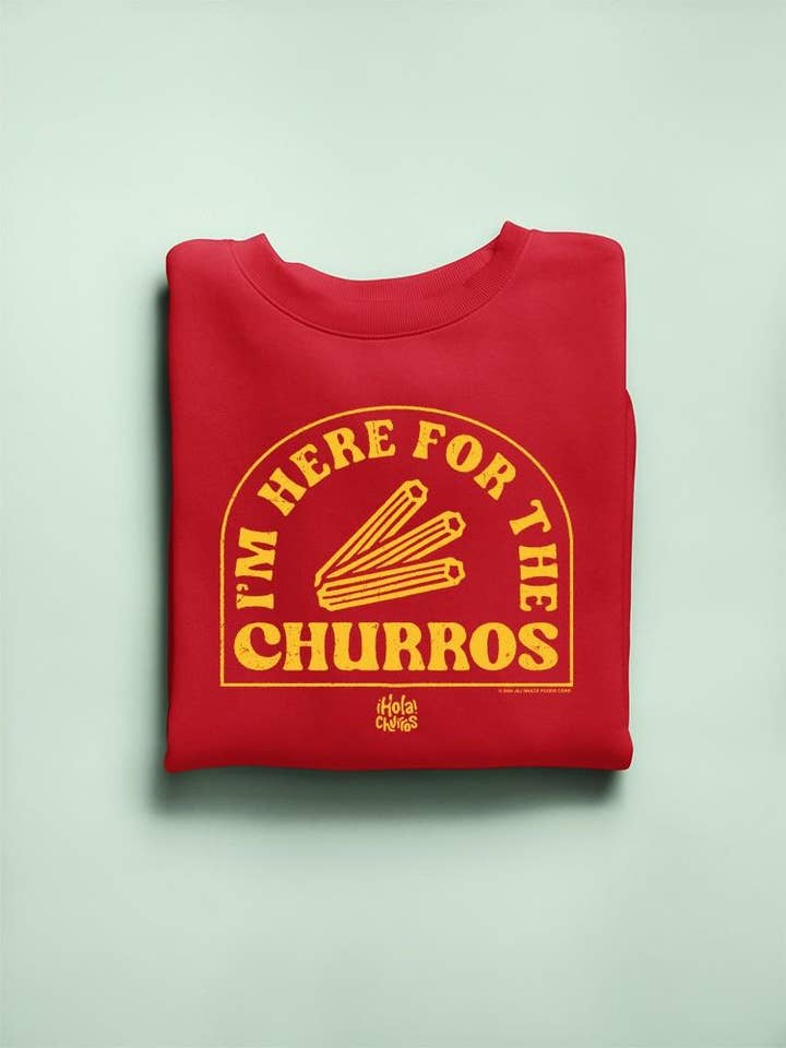Swift Retail - Wholesale Graphic Sweatshirt - Men's - Here For The Churros - Bold Retro Snack Lover Sweatshirt1