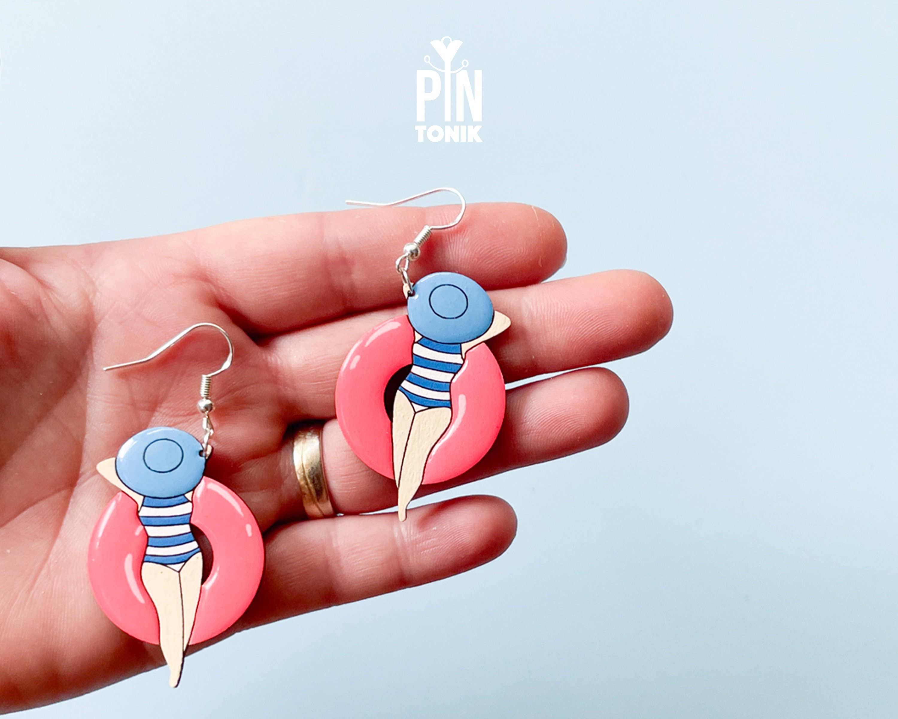 PinTonik – Engroshandel Hængeøreringe og creoløreringe – Sterlingsølv Neon 80'er Badebassin Øreringe1