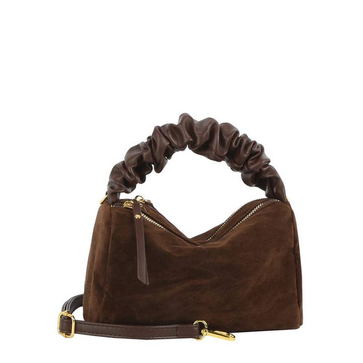 MiMi Wholesale - Wholesale Top Handle Bag - Women's - GMS0095 Faux Suede Ruched Handle Crossbody/Satchel Bag17