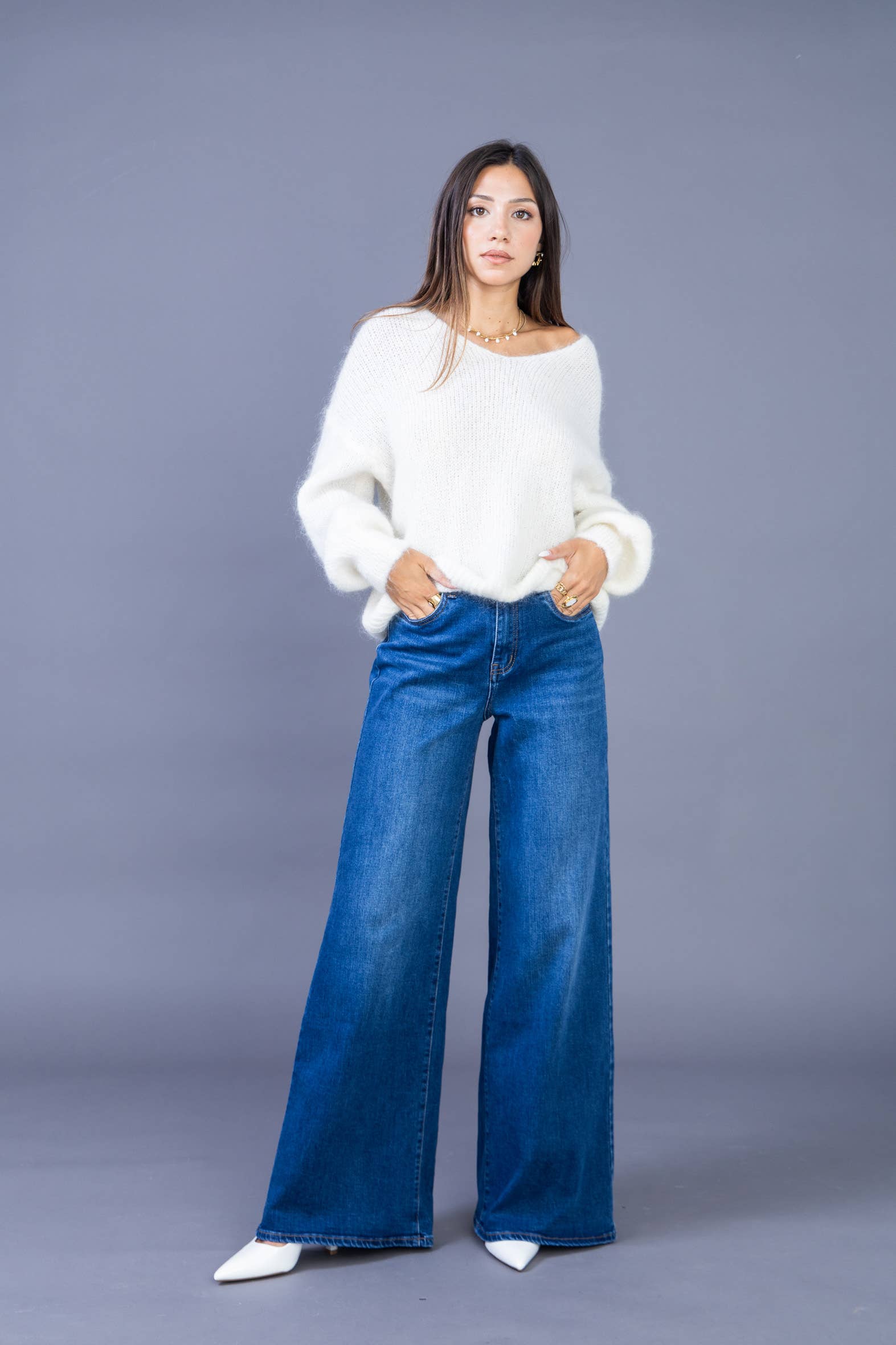 ANA & LUCY - Wholesale Jeans - Women's - Women's ultra wide leg jeans (Palazzo) "Nolwenn" - ANA & LUCY9