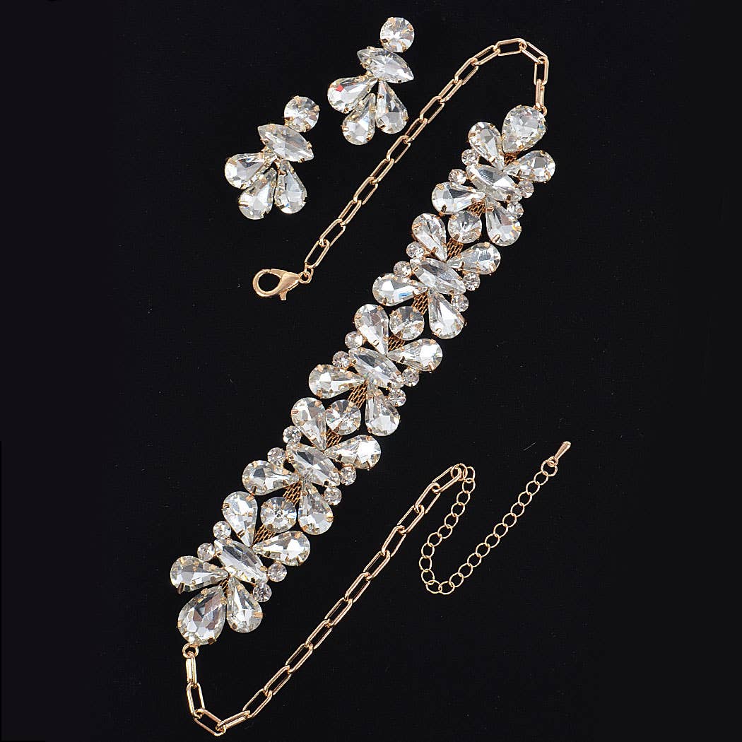 3AM BY H&D ACCESSORIES - Wholesale Jewelry Set - AB Stone Earring and Necklace Set2