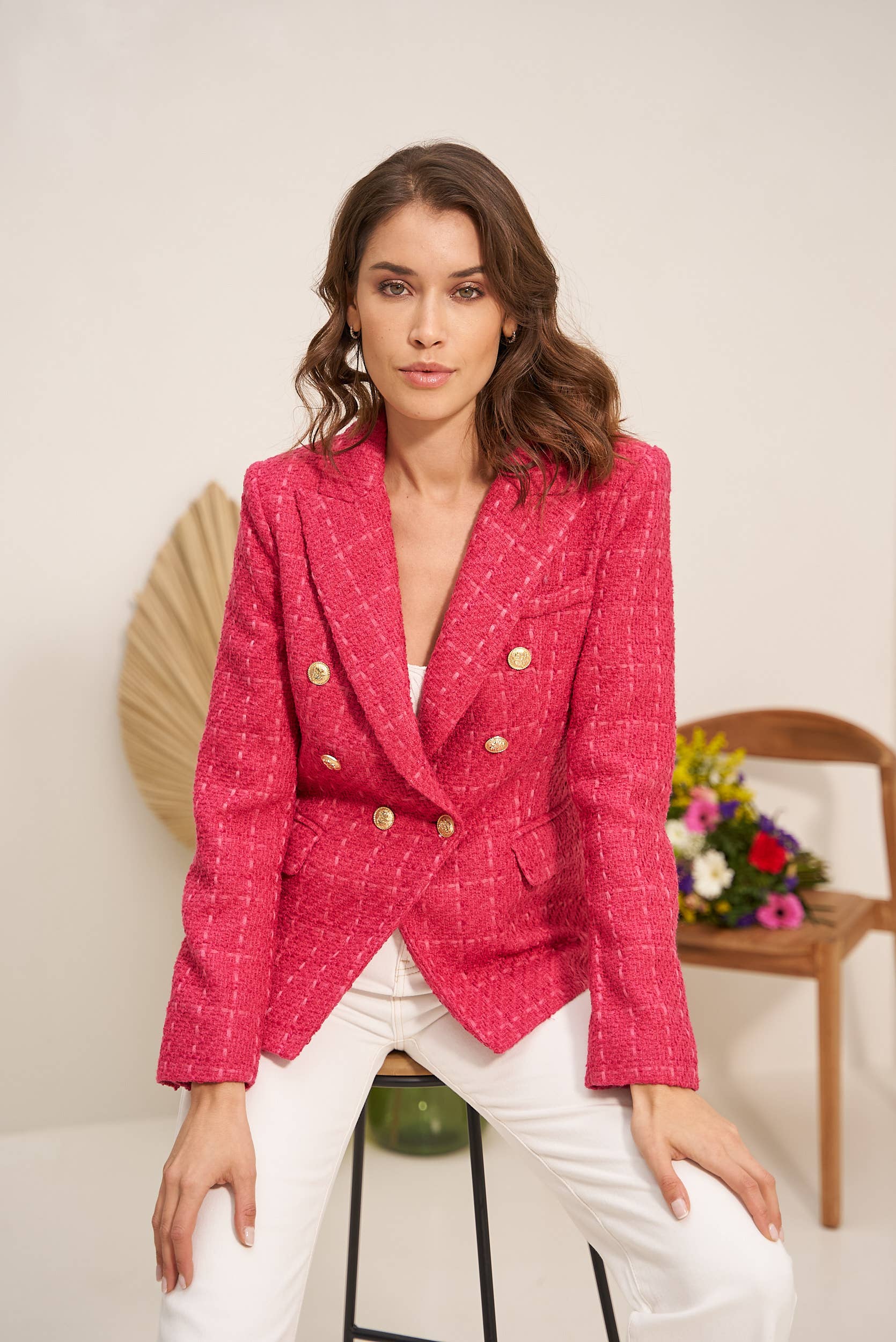 Attentif Paris – wholesale Jacket – Women's – Slim Fit Plain Tweed Jacket10