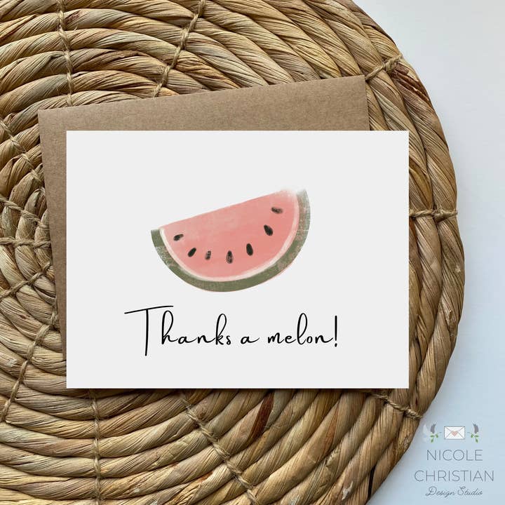 Thanks a Melon Greeting Card - Thank You Million Thanks for wholesale by Nicole Christian - Illustration