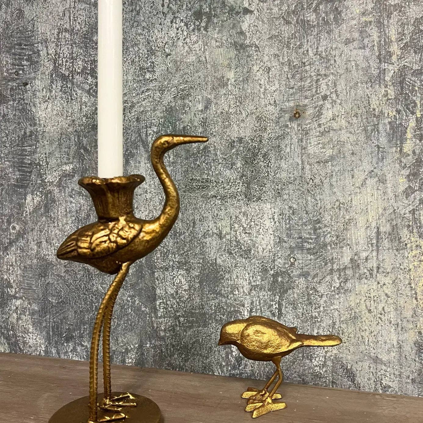 Vagabond Vintage - Wholesale Candle Holder - Crane Candle Holder with Antique Gold Finish2