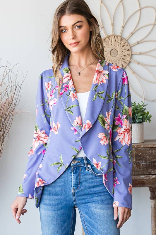 LAVENDER SJ1206-24  FLORAL OPEN BLAZERS for wholesale on Faire0