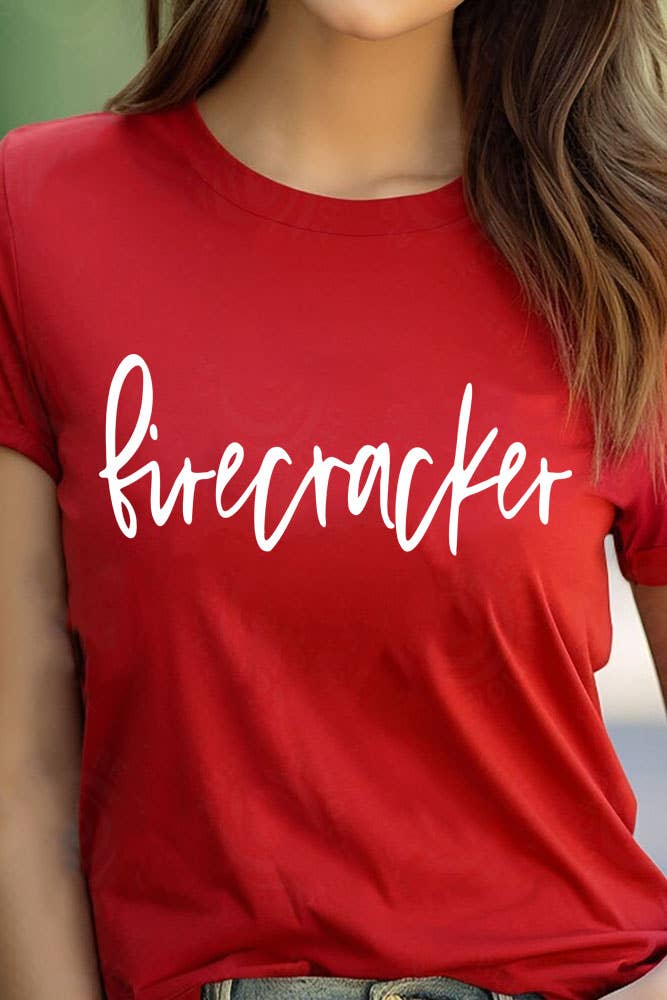 Top Avenue – T-shirt estampada - Mulher por atacado – Firecracker, 4 de Julho, PLUS T-Shirt Unissex Gola Redonda25