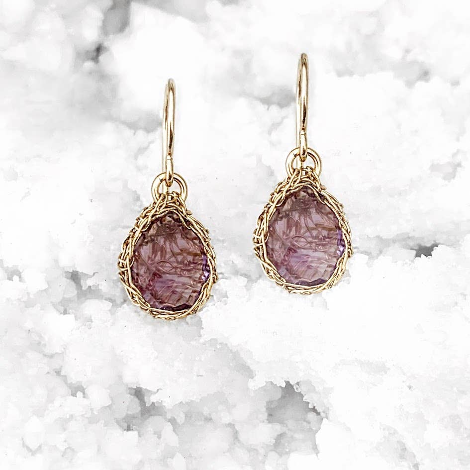 Arivka Jewelry - Wholesale Dangle Earrings - Teardrop Earrings  Amethyst In Gold1