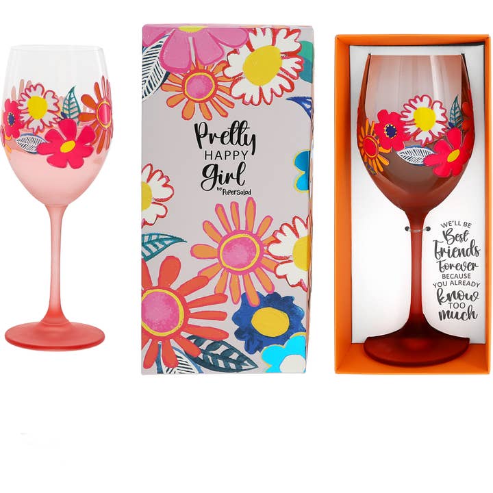 Best Friends - Gift Boxed 18 oz Wine Glass for wholesale by Pavilion