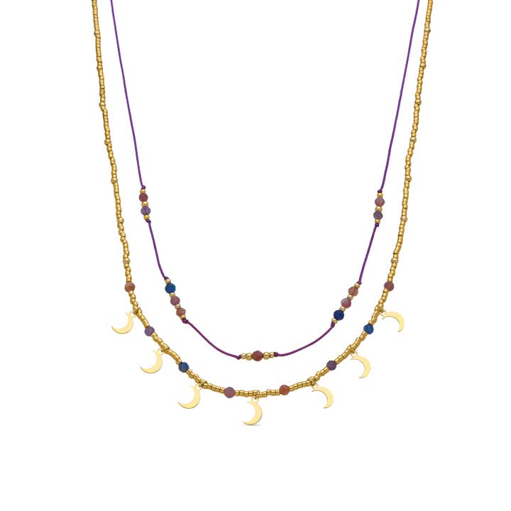 925 Sterling Zilveren Ketting met Meerkleurig Kristal en 18k Goudafwerking - Kapac voor wholesale door Luxenter