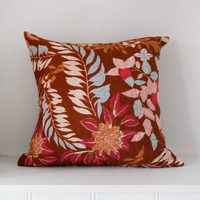 Funda de cojín de algodón mexicano - Pastures Brown para venta al por mayor de Glamthread