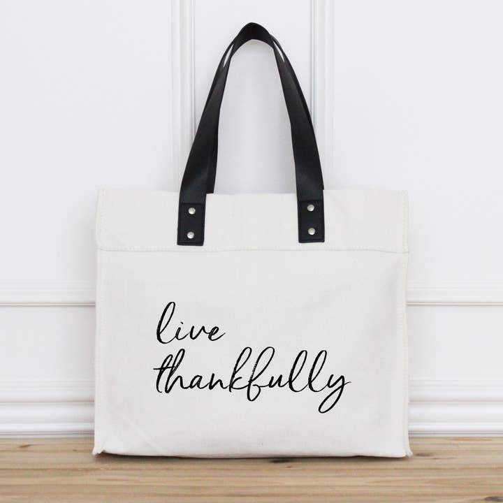 Porter Lane Home - Wholesale Tote Bag - Women's - Live Thankfully Market Tote1