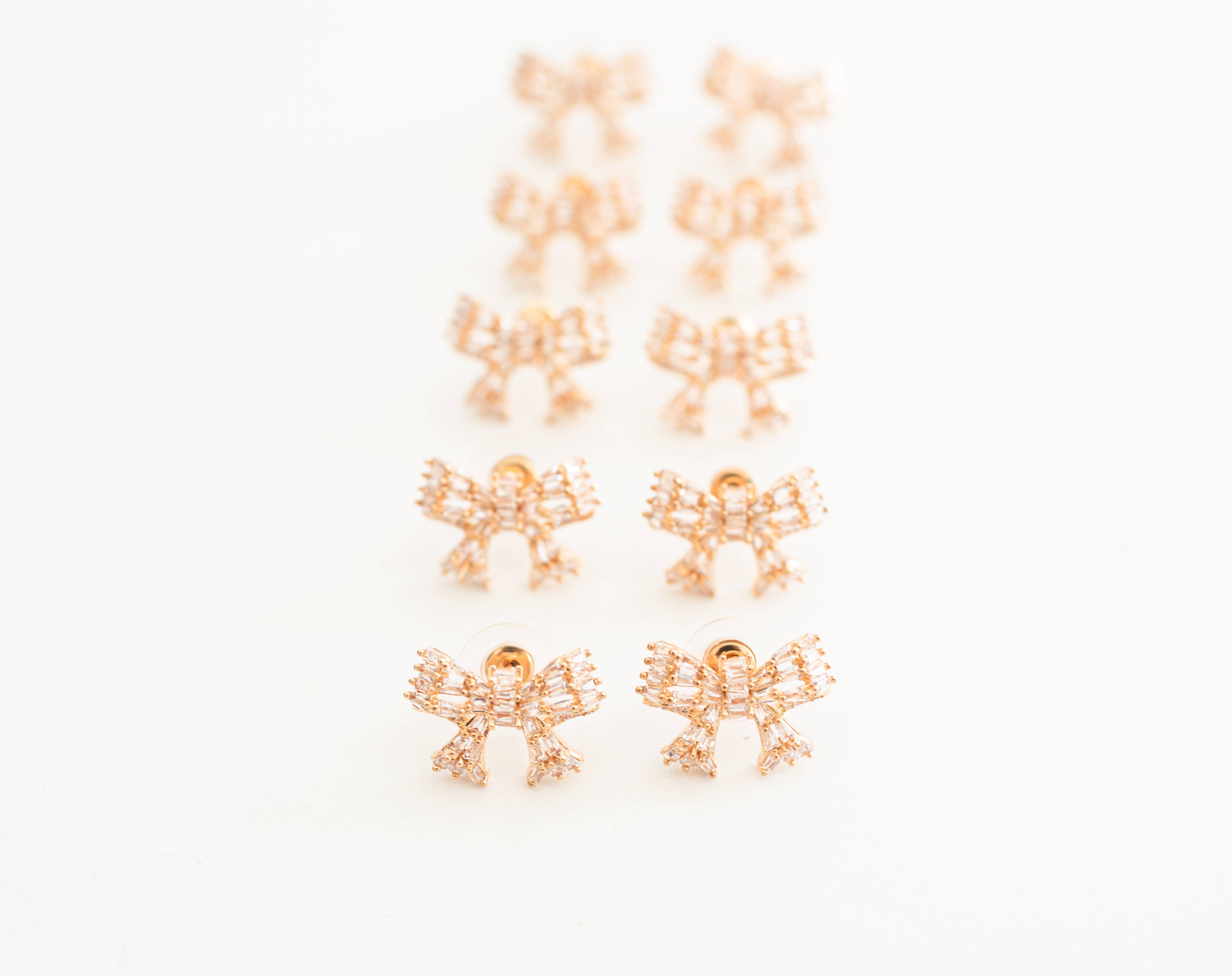 St Armands Designs of Sarasota - Wholesale Stud/Post Earrings - Gold Mini Sparkler Statement Stud Holiday Bow Earrings1