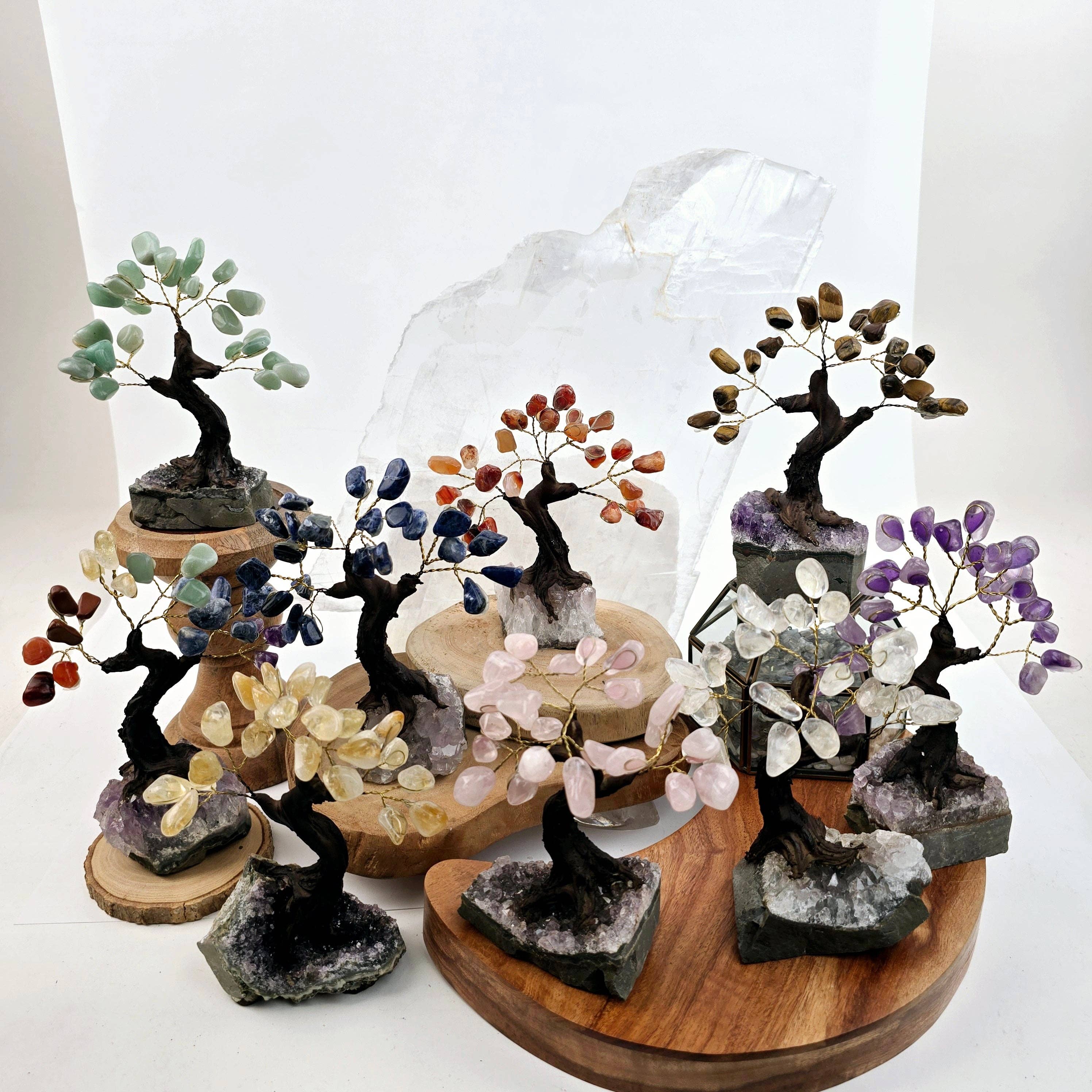 Rock Paradise - Wholesale Spiritual Stone/Crystal - Tumbled Gemstone Tree with Amethyst Crystal Base12