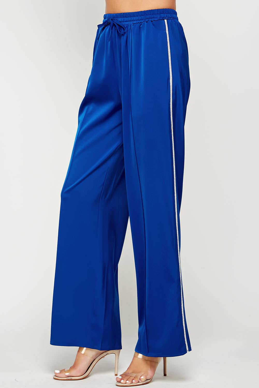 Strut & Bolt - Wholesale Pants - Women's - Rhinestone Trim Satin Track Pants3
