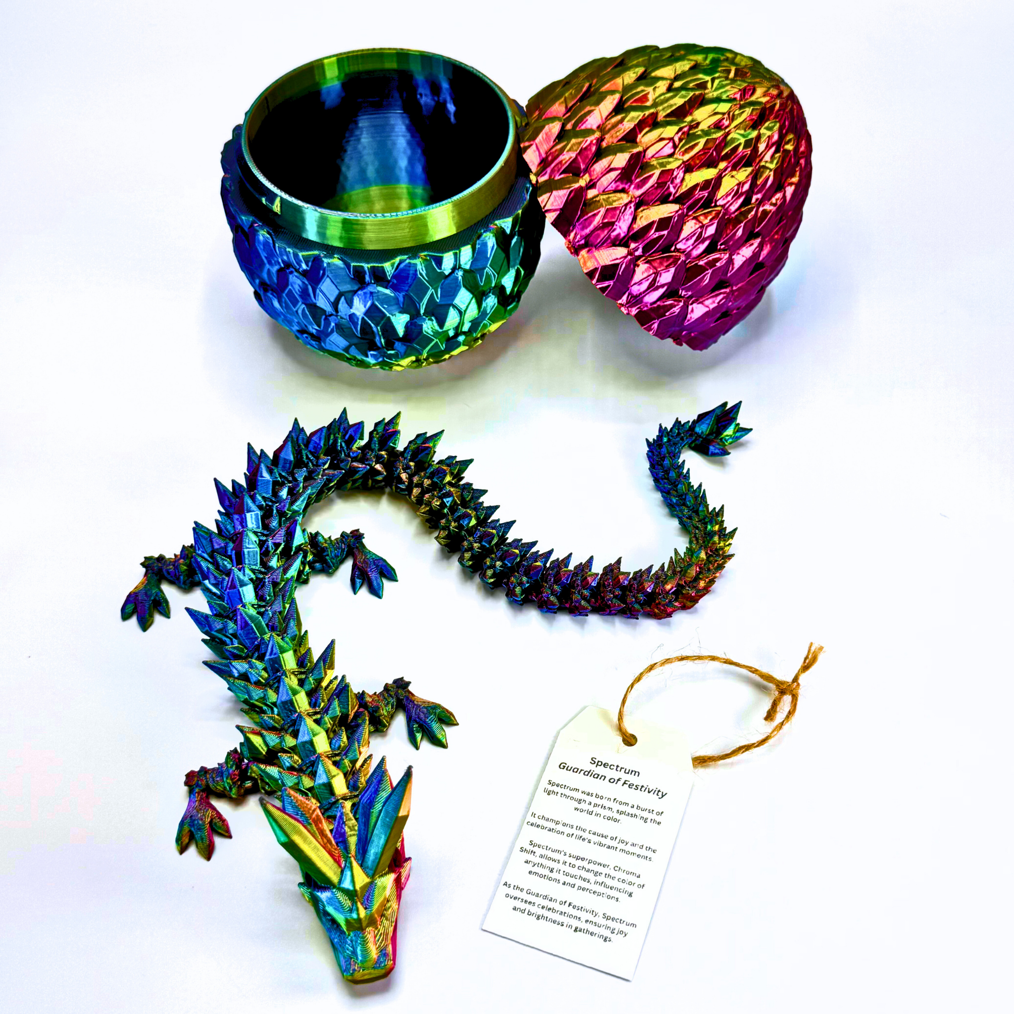 Dragon Fidgets - Wholesale Fidget Toy - Kids - 17IN Crystal Dragon and 6IN Egg Fidget Toy, Decor8