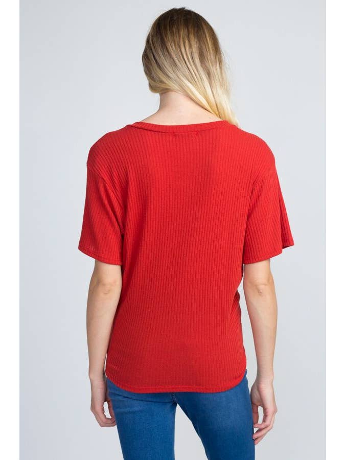 miroh - Wholesale Knit Top - Women's - Ribbed Basic V Neck Top With Knot Detailing6