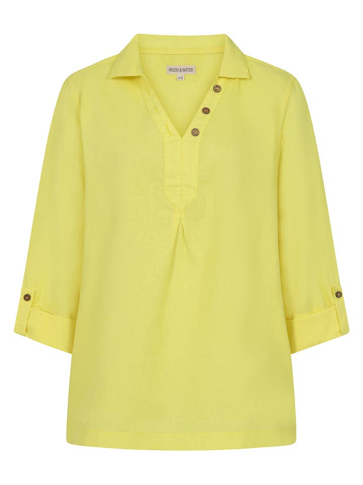 Summertime Smock - Citron - Økologisk bomulds hørblanding for engroshandel hos Mudd & Water