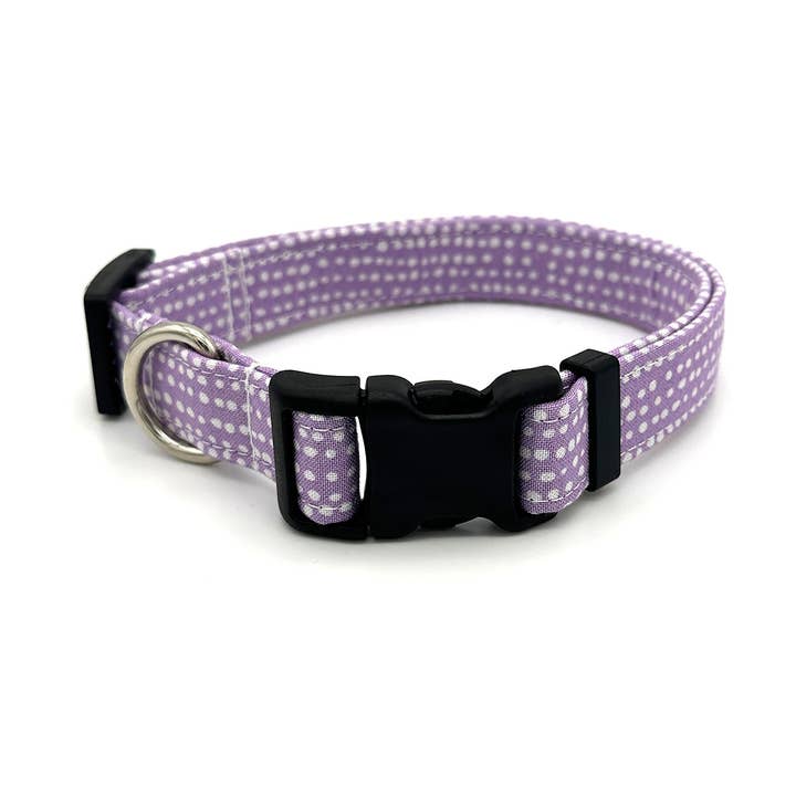 Purple Polka Dot Dog Collar for wholesale by Winthrop Clothing Co.